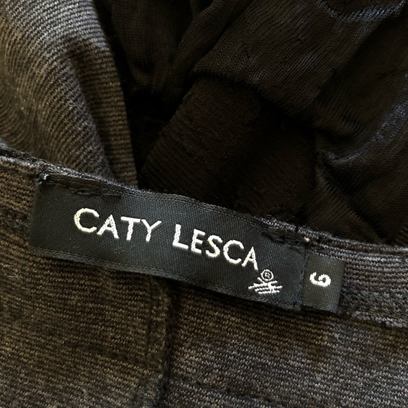 Caty Lesca Lagenlook Faux Leather Asymmetrical Long Sleeve Swing Top - Picture 6 of 6